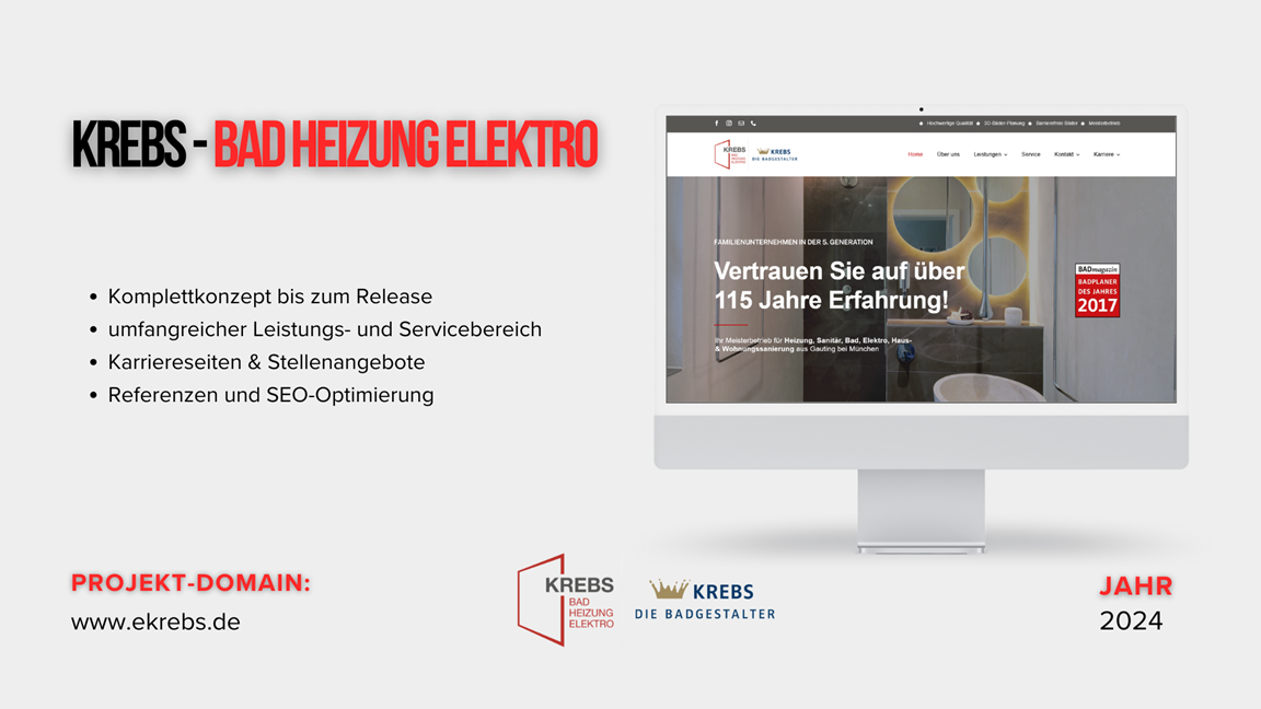 Webdesign Referenz für Krebs Bäder und Sanitär – Sanitär- und Badbetrieb