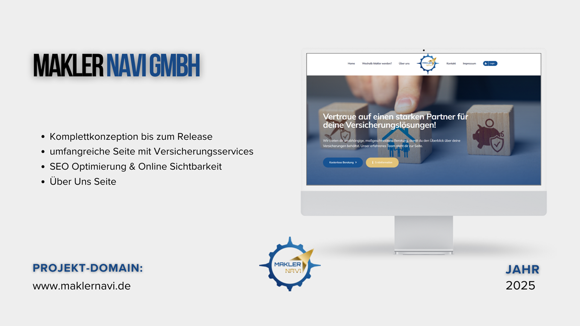Webdesign Referenz für Makler Navi GmbH – moderne Unternehmenswebseite