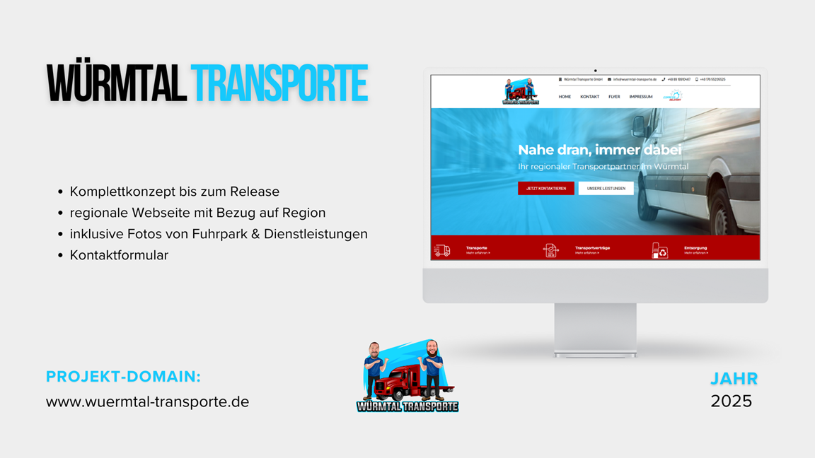 Webdesign Referenz für Würmtal Transporte GmbH – Logistikunternehmen